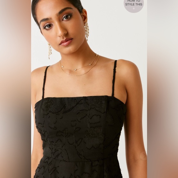 Francesca's NWT Christian Jacquard Ruffle Hem Mini Dress - Black - Picture 4 of 4